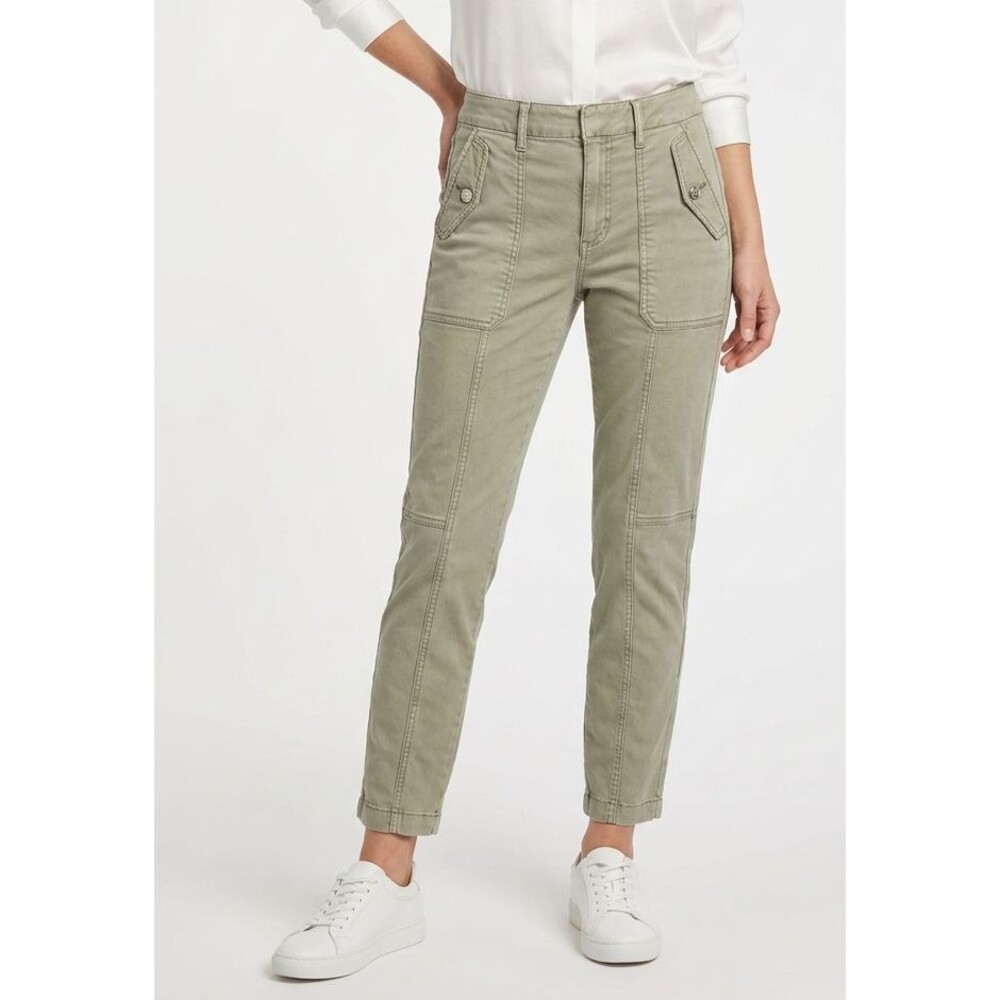WHBM Pret-A-Jet High Rise Slim Ankle Utility Pants 4 Bay Leaf Green Cargo EUC